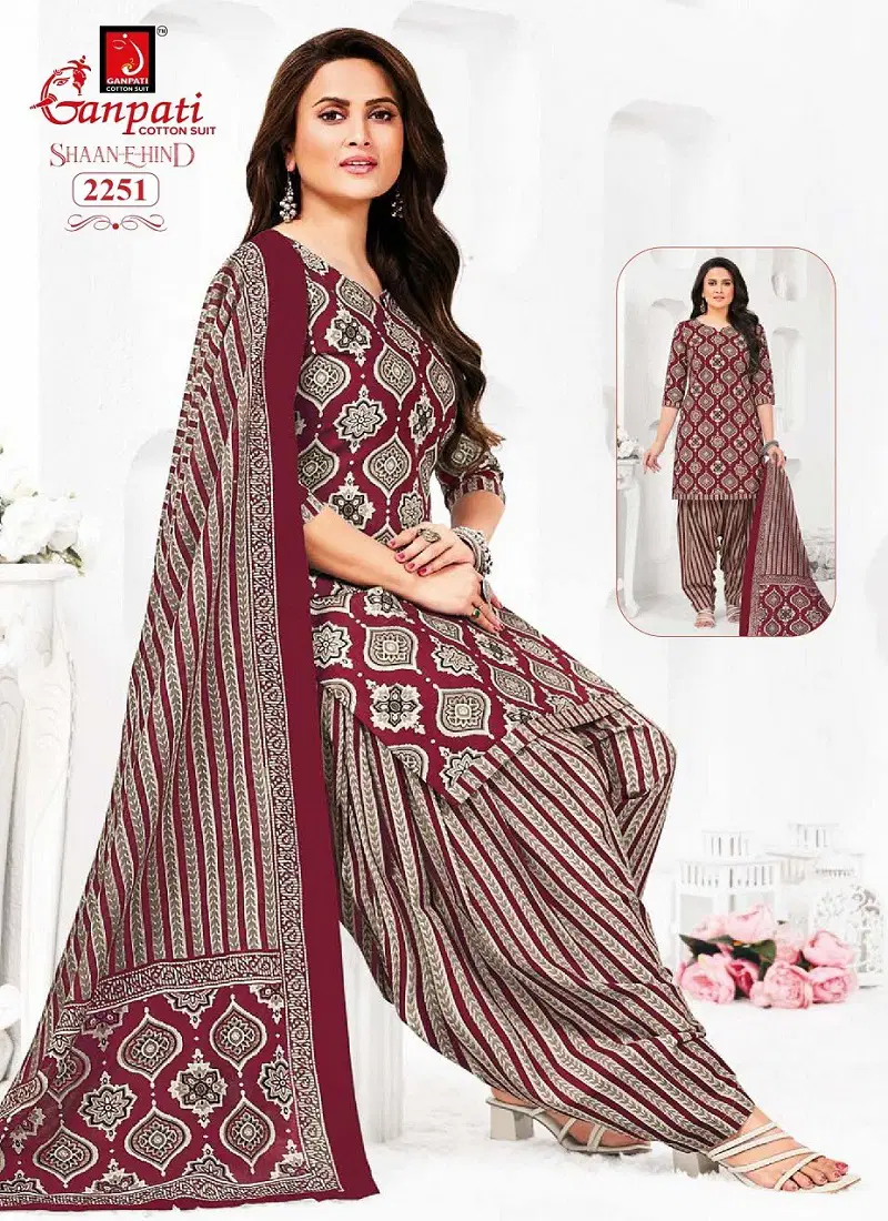 Shaan E Hind Patiyala Vol 11 By Ganpati Cotton Kurti With Bottom Dupatta Wholesale Online